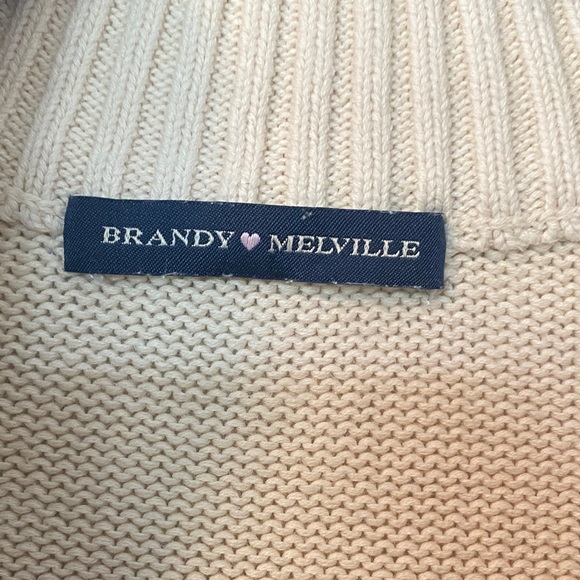 Brandy Melville Aleah Cream and Black Zip-Up Sweater - Picture 2 of 10